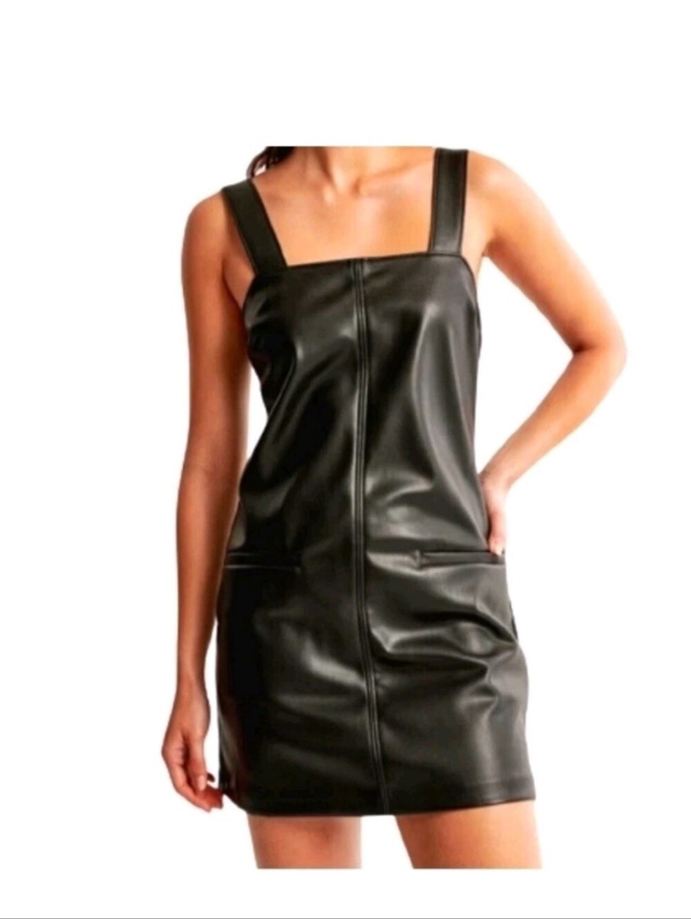Abercrombie Fitch Vegan Leather Shift Mini Dress Size LARGE